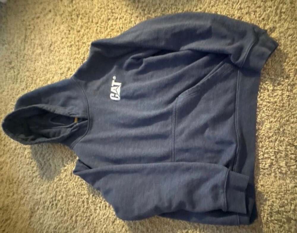 CAT Caterpillar Trademark Hoodies with Embroidered Front Logo Blue